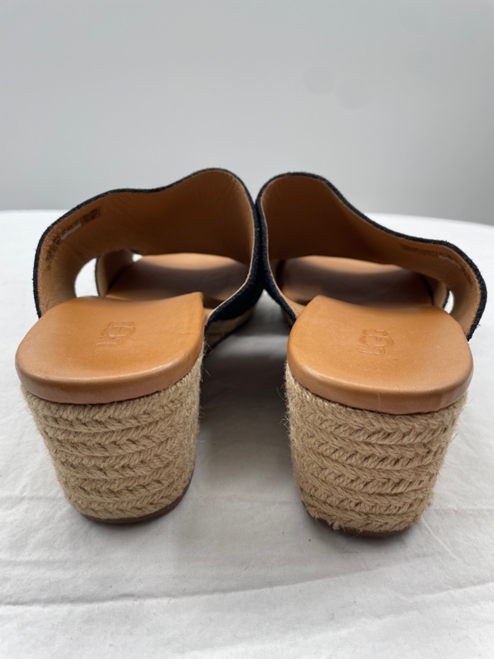 LIKE NEW! UGG Eirene Black Suede Espadrille Wedge Slide Sandals. 9. - Picture 7 of 10